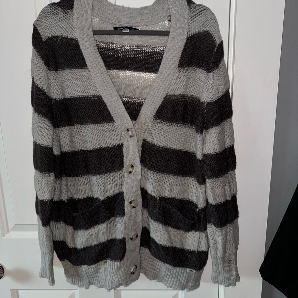 urban outfitters distressed button down cardigan